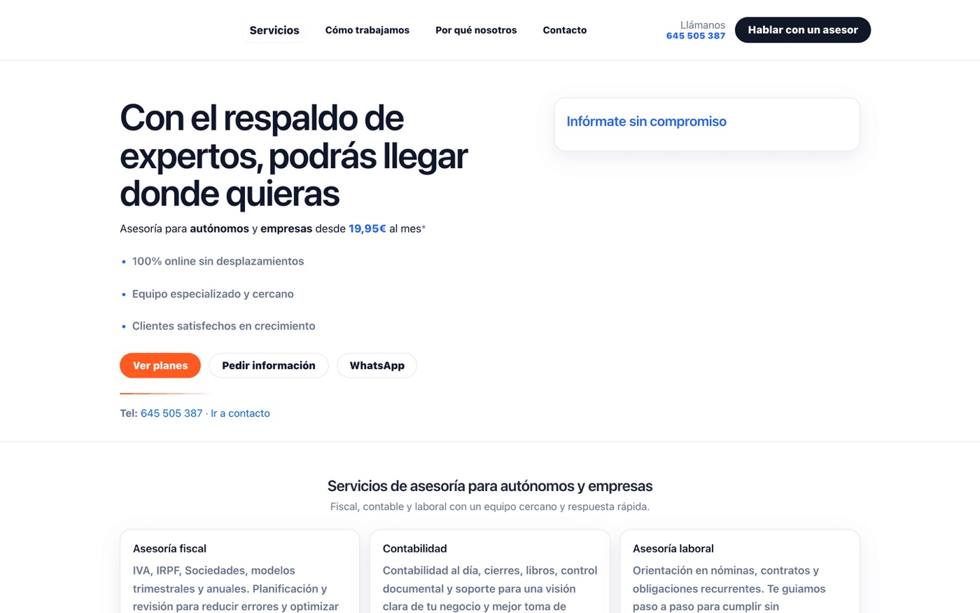 Captura de la web de Asesoría Maresme