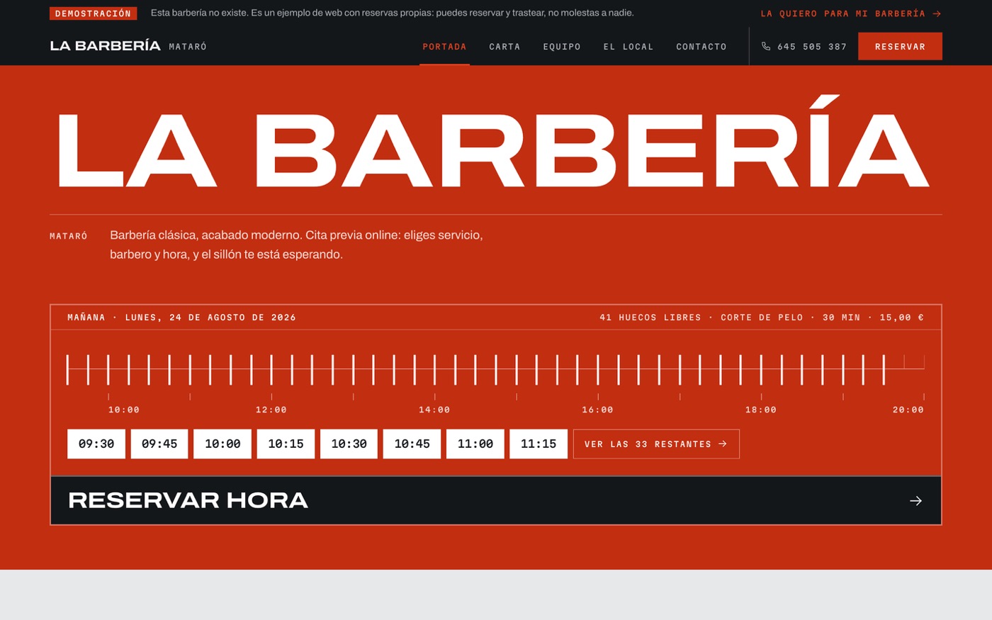 Captura de la web de La Barbería Mataró