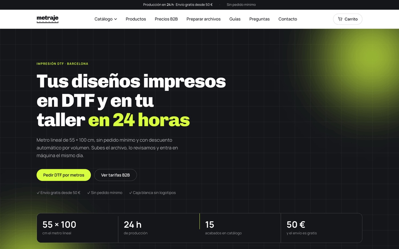 Captura de la web de metraje