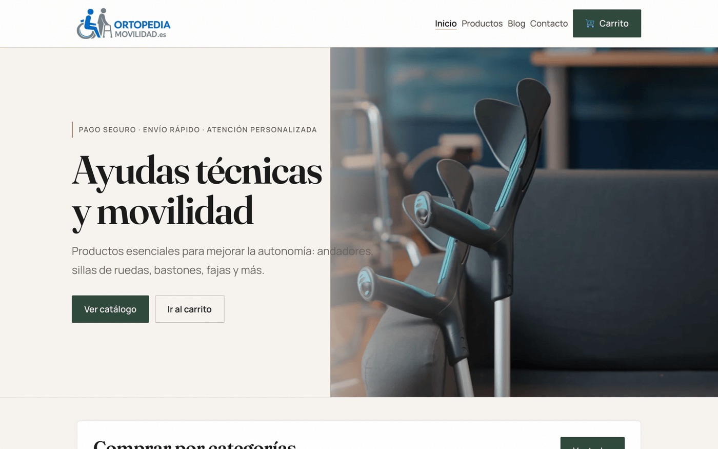 Captura de la web de Ortopedia Movilidad